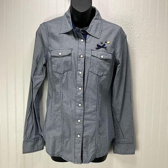 GUESS Pearl Snap Long Sleeve Shirt - Picture 1 of 5